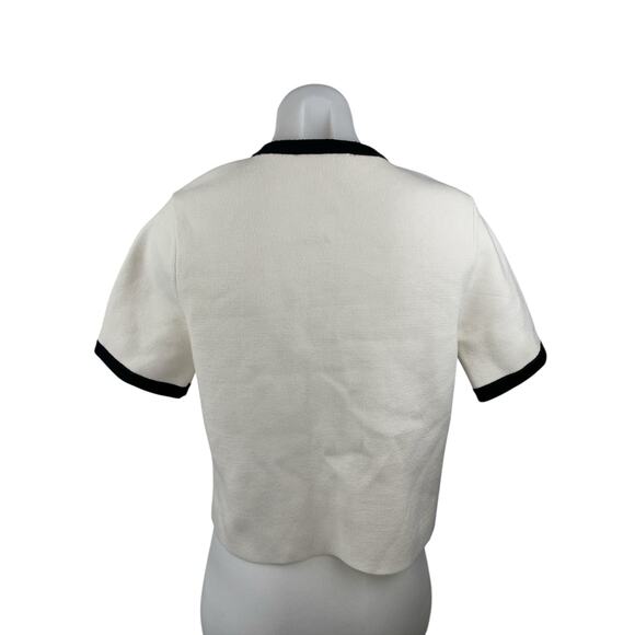 Abercrombie & Fitch White Short Sleeve Button Down Pockets Cardigan Sweater Sz S - Picture 2 of 4